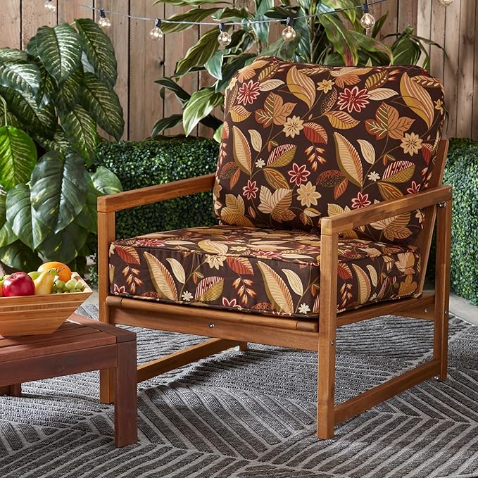 Greendale Home Fashions Outdoor Reversible 2-Piece Deep Seat Cushion Set, Russet Floral
