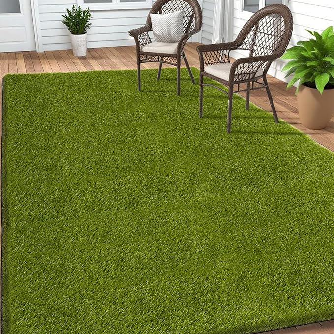 Artificial Grass Outdoor, 5x10 Ft Realistic Artificial Turf Grass Rug, Large Fake Grass for Dogs Indoor Outdoor Garden Lawn Landscape Patios Decoration