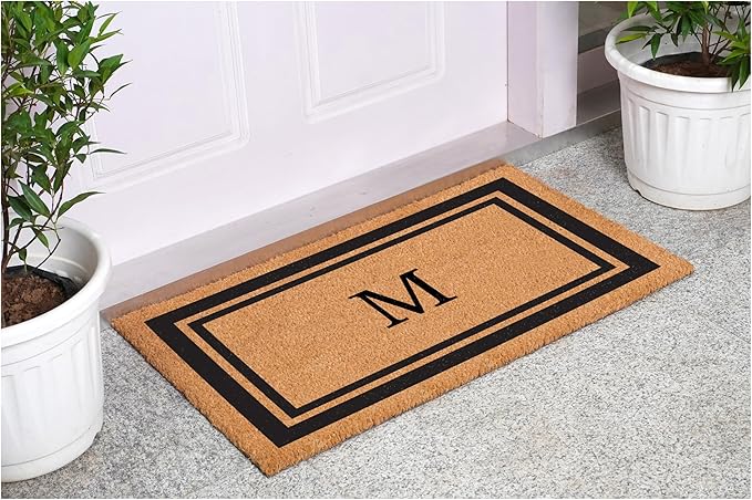 Calloway Mills 152961830M Black Border 18" x 30" Monogram Doormat, (Letter M)