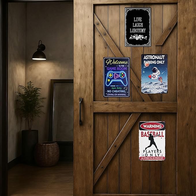 Baseball Wall Decor Sign Decorative Signs Chic Metal Signs for Boys Room Wall Decor Gift for Baseball Lovers (Color09)