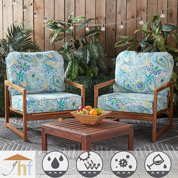 Greendale Home Fashions Outdoor Reversible 2-Piece Deep Seat Cushion Set, Paisley