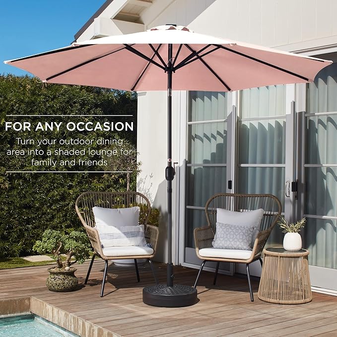 Best Choice Products 10ft Outdoor Steel Polyester Market Patio Umbrella w/Crank, Easy Push Button, Tilt, Table Compatible
