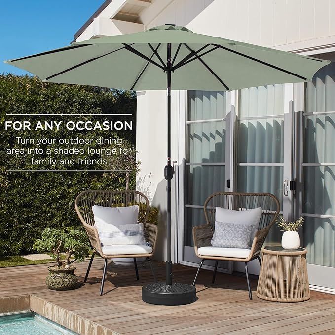 Best Choice Products 10ft Outdoor Steel Polyester Market Patio Umbrella w/Crank, Easy Push Button, Tilt, Table Compatible
