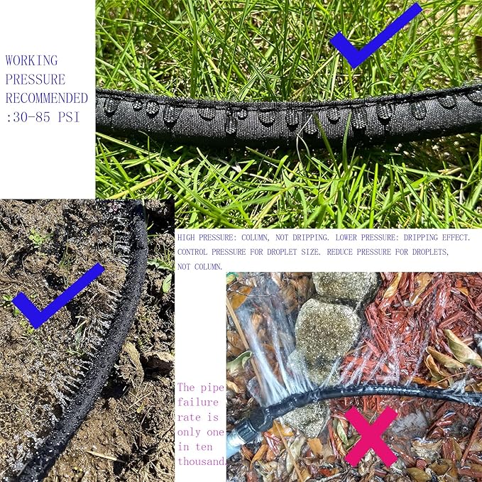 2025 Flat Soaker Hose 25 ft for Garden, 25' Linkable Drip Hose Diy Garden Irrigation System Saving 80% Water, Dual-layer Leak-free Design Water Hose with Holes