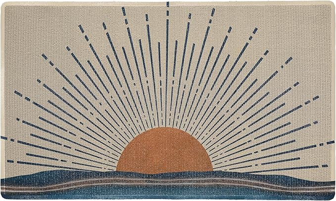 Nogrit Boho Coir Doormat - Boho Botanical Rainbow, 17x30 inch for Indoor/Outdoor Entrance & Entryway
