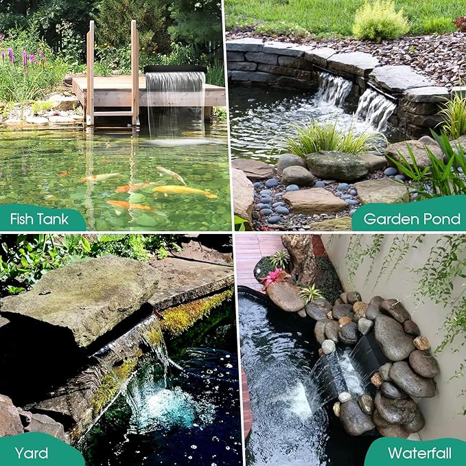 POPOSOAP 70W Solar Water Pump with Pond Waterfall Kit, 304 Stainless Steel Pond Waterfall Spillway, Pond Spillway with 9.8FT Corrugated Tubing for Garden Water Features-P5703