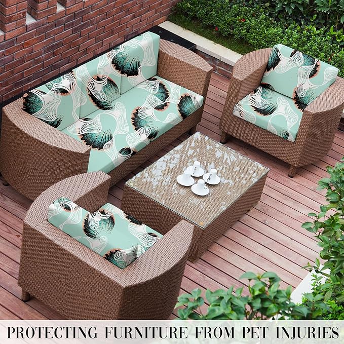 8Pcs Outdoor Cushion Covers, Patio Cushion Covers,Stretch Elastic Slipcovers, Replacement Washable & Reusable Furniture Protector for Patio Couch (Ripple-Pattern,Cover Only)