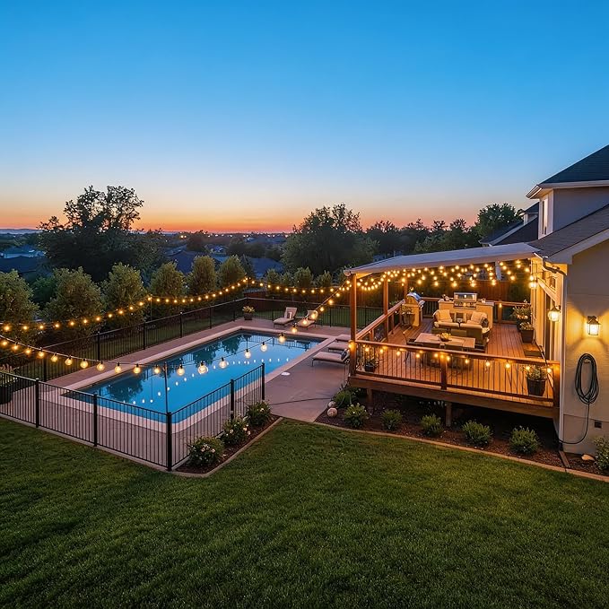 RTTY Classic Series 200FT Outdoor String Lights Expandable System with 74 G40 Bulbs (2x100FT) - for Sprawling Properties, Large Commercial Patios, or Dual-Zone Backyard & Event Lighting
