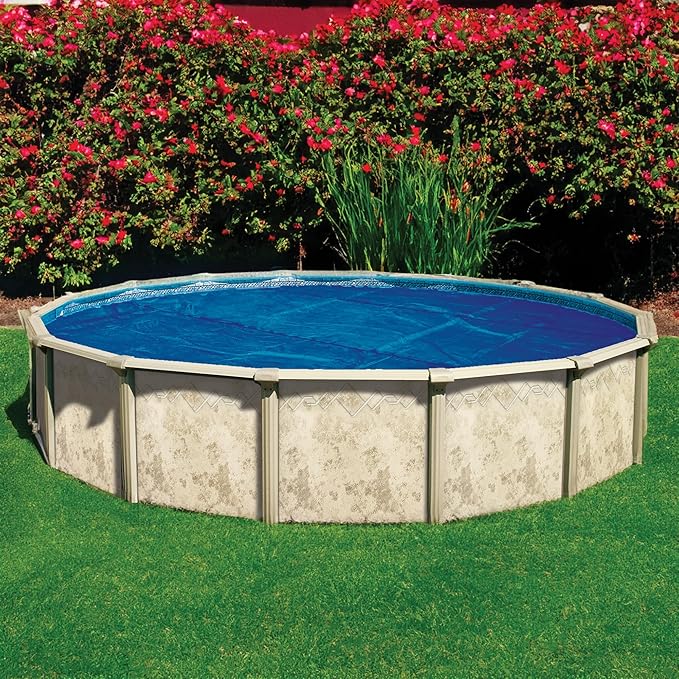 In The Swim 21' Premium Plus Blue/Black Round Solar Pool Cover 12 Mil for Solar Heating Above Ground Pools and Inground Pools