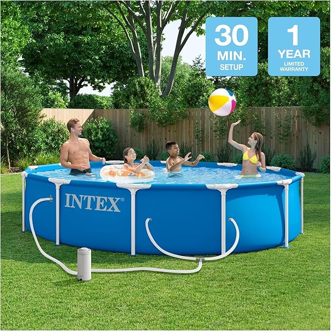 INTEX 28211EP 12Ft X 30In Metal Frame Above Ground Swimming Pool Set, Includes 530 GPH Cartridge Filter Pump, Puncture-Resistant Material, Rust Resistant, 1718 Gallon Capacity