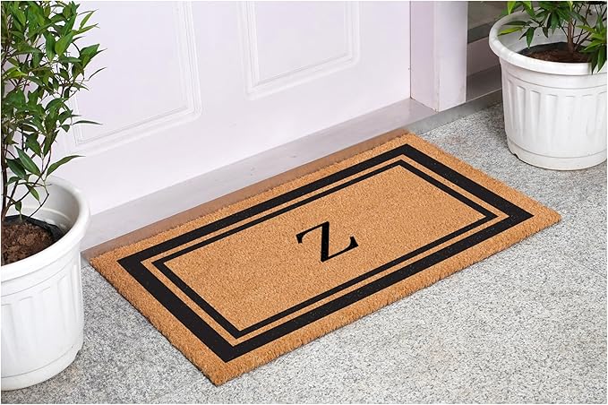 Calloway Mills 152961830Z Black Border 18" x 30" Monogram Doormat, (Letter Z)