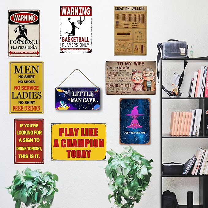 Football Tin Sign Football Decor Gifts For Boys 8-12 Football Posters For Boys Kids Bedroom Stuff Wall Signs Warning Football Players Only All Others Will Be Struck Out 12x8 Inches