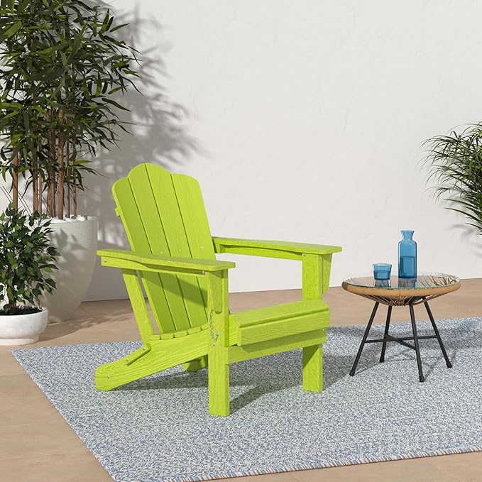 KINGYES Folding Adirondack Chair Set of 4, HDPE All-Weather Folding Adirondack Chair, Apple