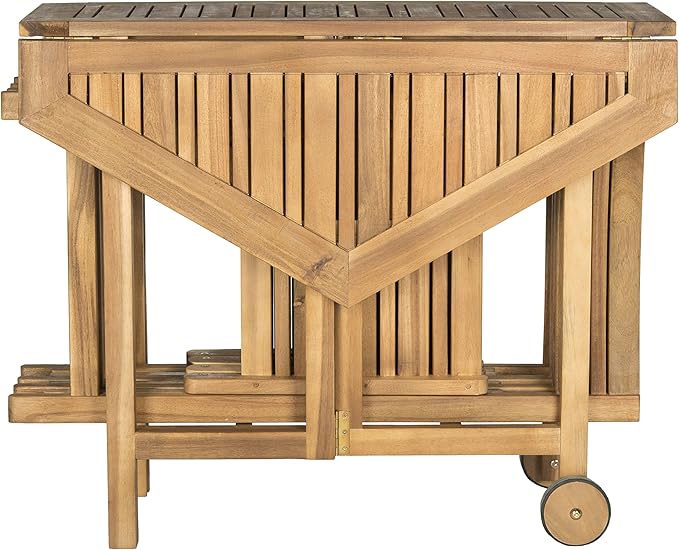 SAFAVIEH Outdoor Collection Kerman Natural 5-Piece Foldable Patio Dining Set (Fully Assembled)