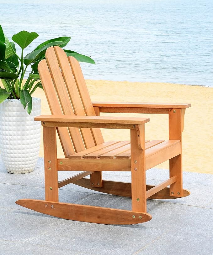SAFAVIEH Outdoor Collection Moreno Teak Brown Rocking Chair