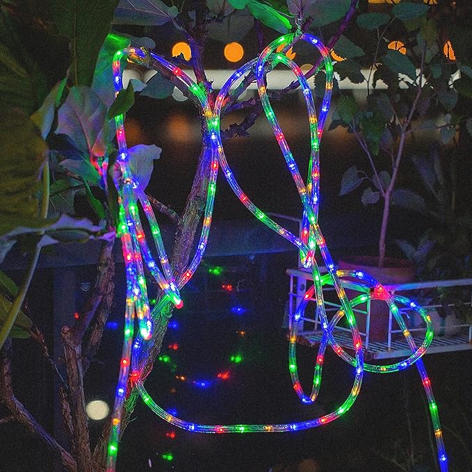 Waterproof LED Rope Lights, Connectable & Flexible with 8 Modes, Outdoor Lighting for Deck, Garden, Pool, Patio & Christmas Decor (Multicolor, 100ft)