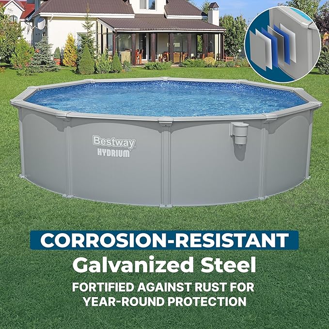 Bestway Hydrium 15' x 48" Round Steel Wall Above Ground Pool Set