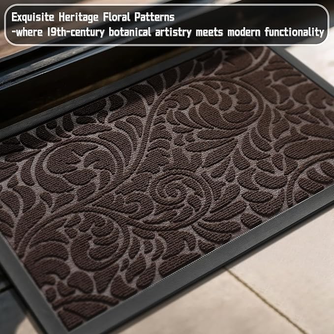 Yimobra Door Mat Outside Entrance 29.5x17, Waterproof Sturdy Outdoor Mats for Front Door, Heavy Duty Non-Slip Doormat for Garage Patio Entryway Indoor, Easy Clean, Coffee