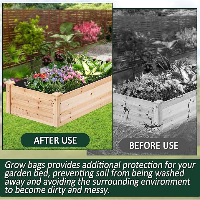 2PCS Raised Garden Bed Liner Fabric Raised Garden Bed Breathable Drainage Rectangle Grow Bags with Handles Fabric Garden Bed for Outdoor Garden Bed Holds Soil - 4ft x 2ft x 1ft