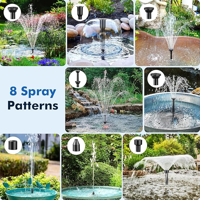 POPOSOAP Solar Fountain Pump with Pond Filter Kit, 8W Solar Pond Pump with Pond Filter Box, Pond Filter for Outdoor Pond Garden Fountain Waterfall DIY Water Feature-P3081