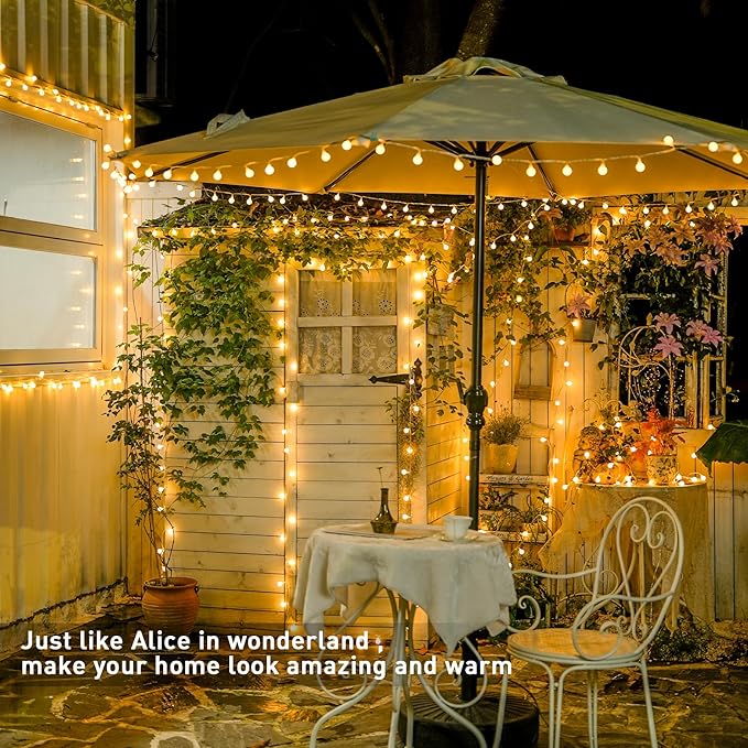 JMEXSUSS 100 LED Connectable Globe String Lights Indoor Bedroom, 33ft Warm White Christmas Lights Plug in with Remote, 8 Modes Hanging Fairy Light Outdoor for Room Classroom Party Valentine Day Decor