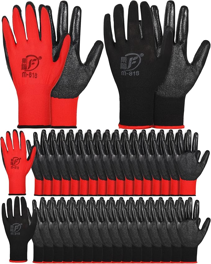 Honeydak 36 Pairs Gardening Gloves for Men Women Breathable Rubber Coated Garden Gloves