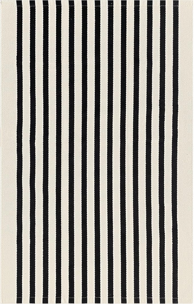 IOHOUZE Black Beige Striped Rug -2.3'x3.6' Front Door Rugs Outdoor, Small Washable Area Rug for Front Porch, Spring Summer Welcome Mats Outdoor Indoor, Doormat for Entryway Porch Entrance