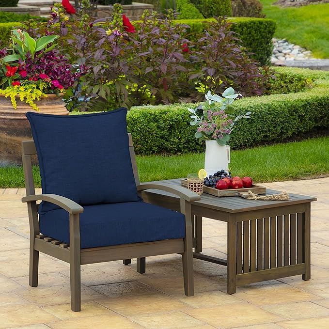 Arden 24x24 Outdoor Foam Deep Seat Cushion Set – Fade-Resistant, Weather-Resistant Outdoor Patio Replacement Cushions Sapphire Blue Leala