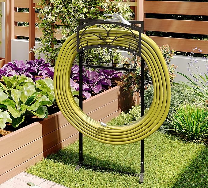 Fire Beauty Garden Hose Holder,Freestanding Water Hose Holder,In ground Hose Rack Organizer for Outdoor,Detachable Water Hose Holder Stake,Hose Reel Stand,Hose Hanger Rack for Outside Lawn Yard