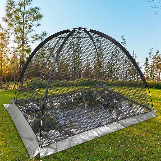 Pond Cover Dome: Protective Netting Tent for Outdoor Fish Koi Ponds Garden Leaves Vegetable Plant Care Use 13X17FT