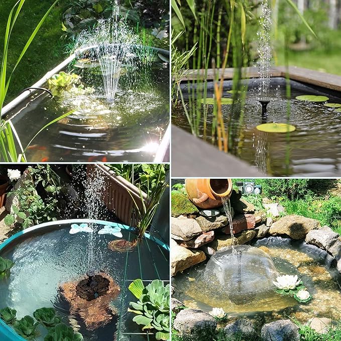 NFESOLAR Solar Water Fountain Kit, Pond Filter with 20W Solar Panel, 120 GPH Solar Water Pump, 4 Sprayers for Outdoor Pond 120-300 Gallons, Fish Tank and Garden Water Features N3212