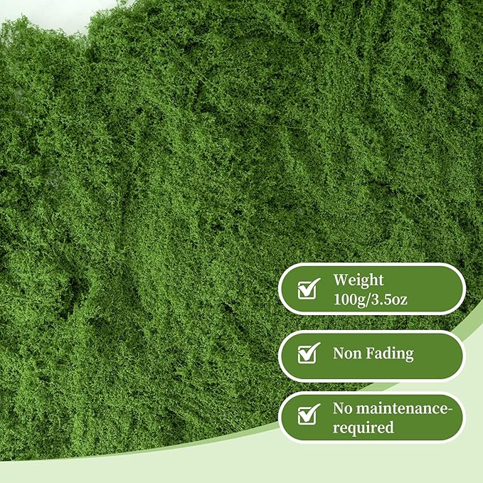 Fake Green Moss for Potted Plants(3.5 Oz),Artificial Moss for Crafts Indoor,DIY Table Decorating Fairy Garden Accessories Wedding Party Floral Decor Outdoor (Light Green)