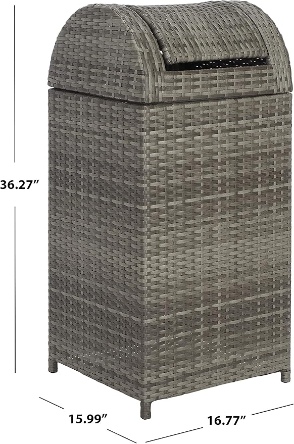 Safavieh Outdoor Collection Serapis Grey Wicker Trash Bin