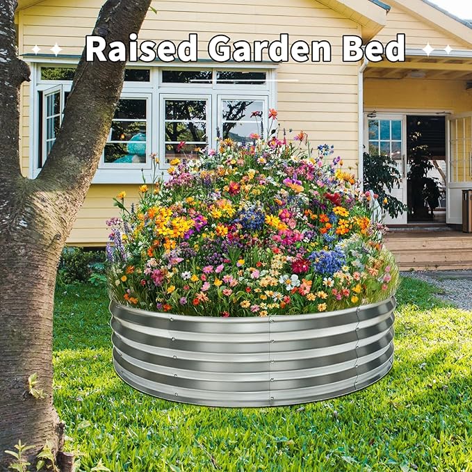 48 Inch Round Galvanized Fire Pit Ring, Durable Steel Bonfire Ring for Backyard, Patio & Camping, Weatherproof & Quick Setup (4×4×1 FT)