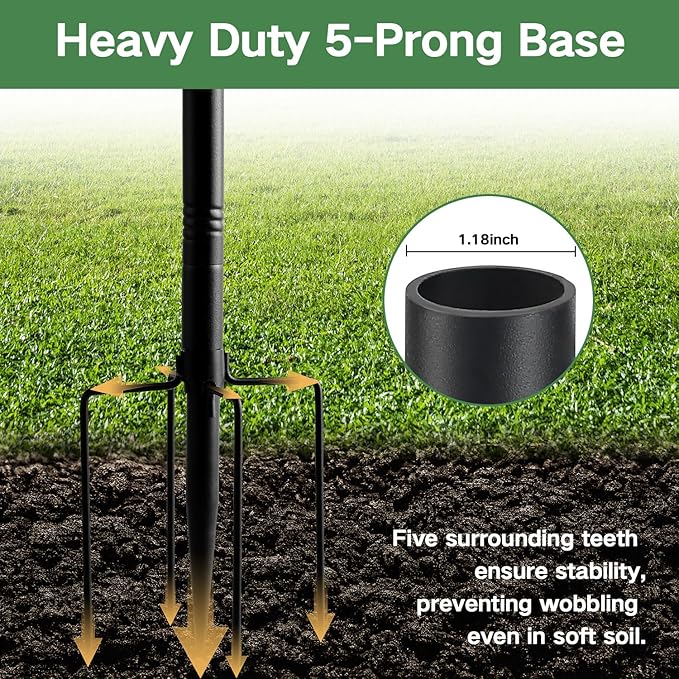 79-Inch Heavy-Duty Rustproof Bird Feeder Pole with 5-Prong Base - Splicable Adjustable Stand for Feeders, Birdhouses & Weather Stations, Enhances Birdwatching Experience (Bird House Not Included)