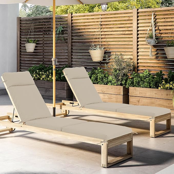 Chaise Lounge Cushion 80x26x3 Inch ?Set of 2 Outdoor Lounge Chair Cushions, Lounger Pad Replacement with Fade-Resistant, Removable & Machine-Washable Covers, Ideal for Patio Chaise Chairs, Cream