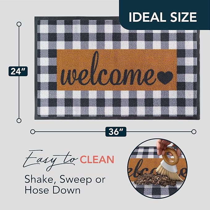 ubdyo Sturdy Welcome Mat - Extra Durable Door Mat - Dirt Trapping Front Doormat Outside Entrance - Welcome Matt Outdoor - Non Slip Backing Doormat, Patio Outdoor, Porch - Large 36'' x 24''