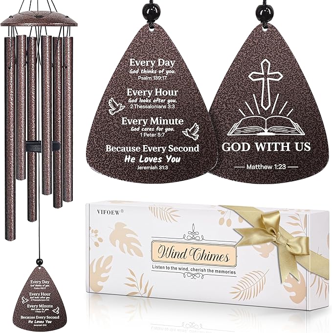 Christian Gifts for Women Men, 32" Wind Chimes with Bible Verse, Religious Gifts for Christmas Birthday, Inspirational, Faith Based Gift for Woman Mom Pastor Sister Baptism, Christian Home Decor