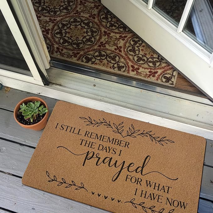 Christian Door Mat Doormat, Bible Verse Welcome Front Door Mat Indoor Outdoor Entrance, Religious Artificial Coir Doormats Rugs for Porch Entryway Home Decor 30x17in