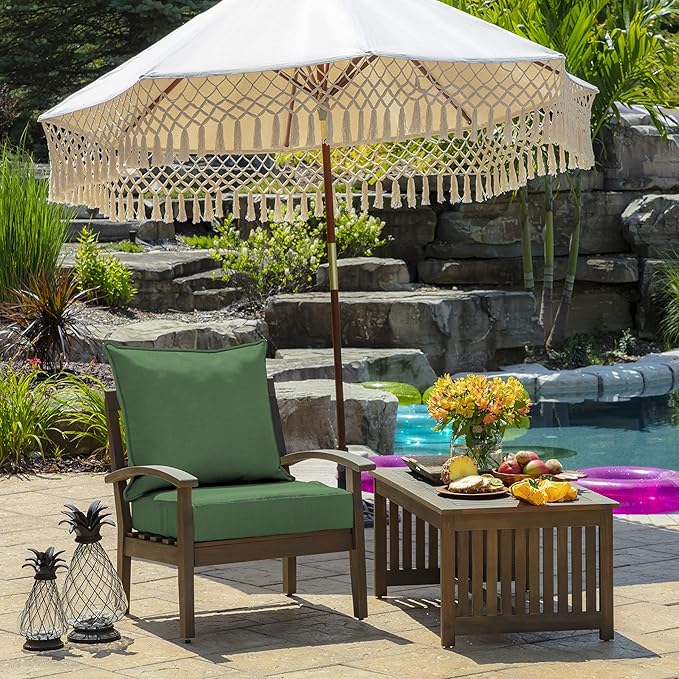 Arden 24x24 Outdoor Foam Deep Seat Cushion Set – Fade-Resistant, Weather-Resistant Outdoor Patio Replacement Cushions Bright Moss Green Leala