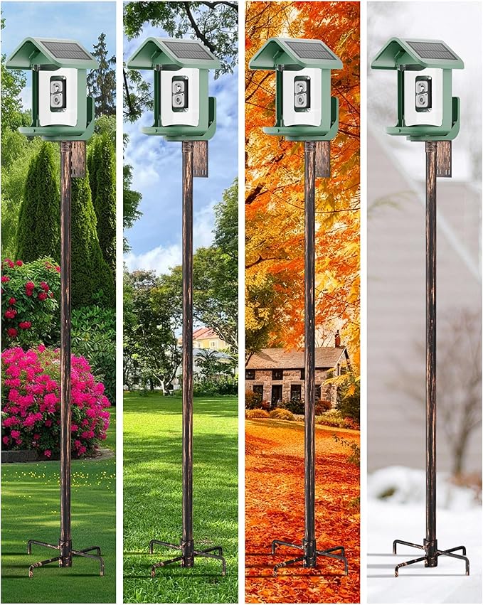 Bird Feeder Pole – 75 Inch Height Bird House Pole with 1-Inch Dia Heavy Duty for Birdfeeders, Feeding Stand with Mount Kit for Outdoor, Slip-Fit Connection, Copper Brushed