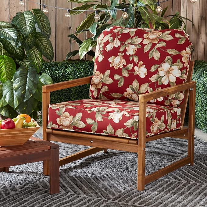 Greendale Home Fashions Outdoor Reversible 2-Piece Deep Seat Cushion Set, Tuscan Floral