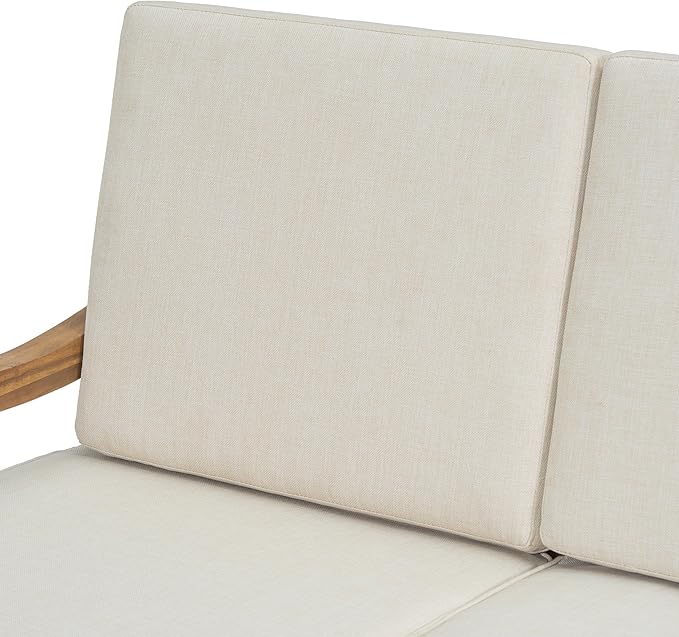 Christopher Knight Home Alice Acacia Wood Outdoor Loveseat, Wooden Patio Loveseat Sofa, Patio Furniture 2-Seater Sofa with Thick Cushions, Comfy Lounge Sofa Outdoor for 2 People, Beige + Natural