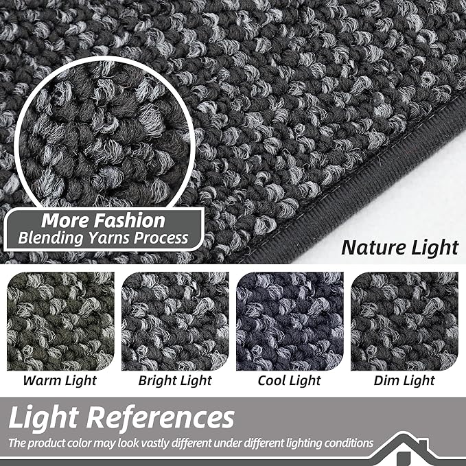 BEQHAUSE Dirt Trapper Door Mat 32" x 72", Non-Slip Washable Doormats Entrance Mat, Dirt Resistant and Absorbent Welcome Mat, Low Profile Floor Mats for Front Back Door and Entryway, Charcoal