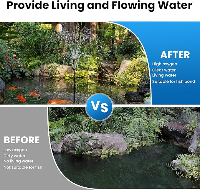 NFESOLAR 70W Solar Pond Filter Fountain Kit, All-in-One 3-Layer Filtration System with 660 GPH Submersible Fountain Pump for Outdoor Ponds, Fish Tank, Pool, Garden Waterscape N3397