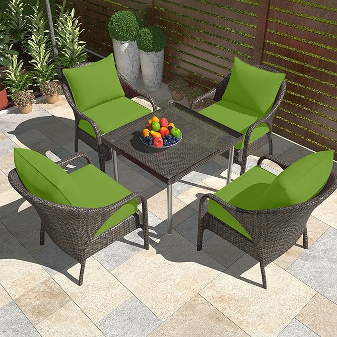 Outdoor Deep Seat Cushion Set, Fade Resistant Patio Chair Cushions, 24x24x6 Inch Patio Sofa Furniture Pad with Removable Cushion Covers (Pale Green, 24''Lx24''Wx6''H-2pcs Set)
