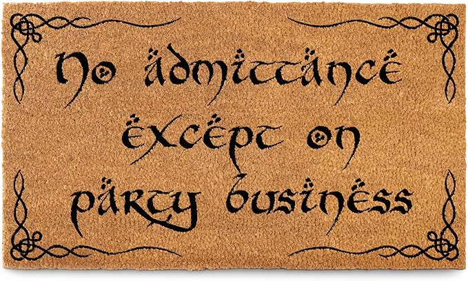 MAINEVENT No Admittance Except On Party Business Door Mat Outdoor 30x17 Inch, Nerd Welcome Mat Outside Entrance for Covered Porch or Patio, LOTR Gift