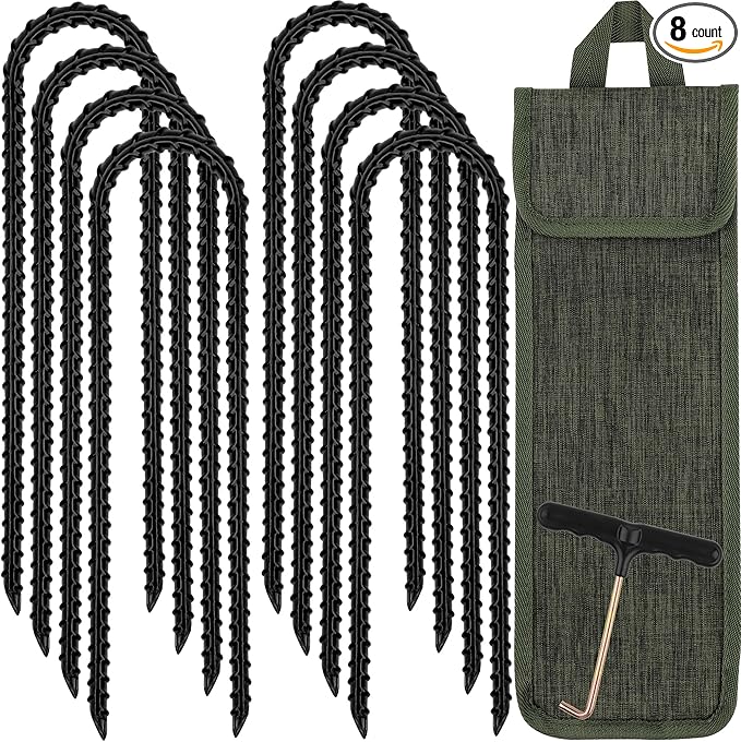 RIY Trampoline Stakes Anchors High Wind Heavy Duty Tent Stakes 12 Inch Ground Anchor Trampoline Accessories with T Hook