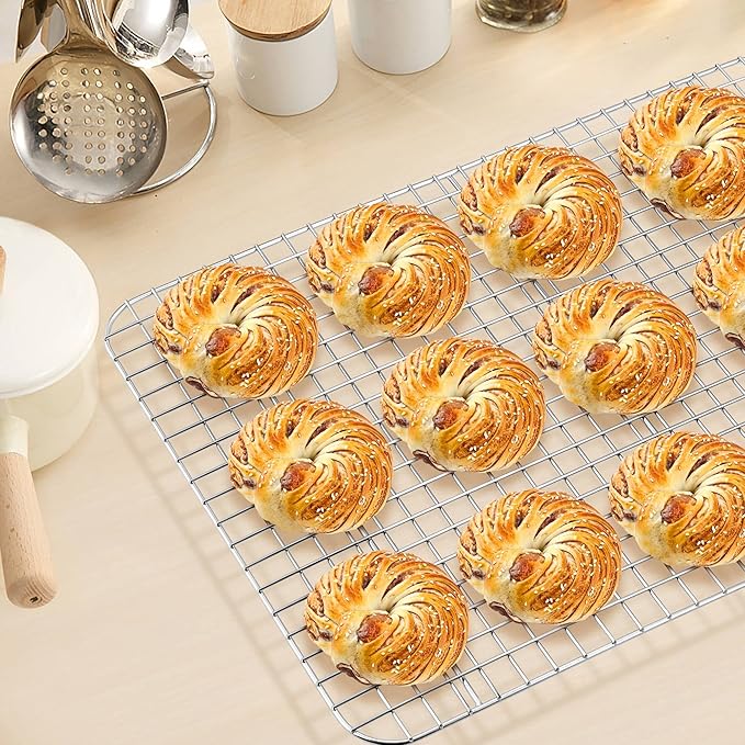 TeamFar Cooling Racks, 2 Pack Stainless Steel Grid Wire Rack for Baking Roasting Grilling Drying, 15.3’’ x 11.2’’, Metal Mesh Oven Rack for Chicken Bacon Cookies, Non-Toxic & Dishwasher Safe