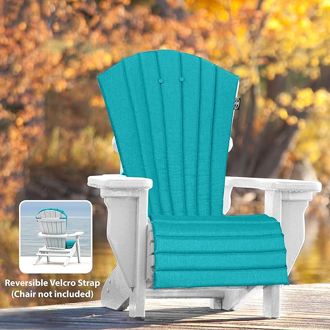 Outdoor All-Weather Patio Chair seat Cushion , Quick Drying Olefin Fabric - Adirondack Chair Cushion for Your Chair-Chair not Included (Tile Blue)